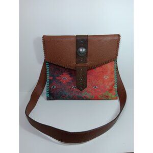 Red Dirt Hat Co Aztec Southwestern Leather Satchel Bag Crossbody Purse